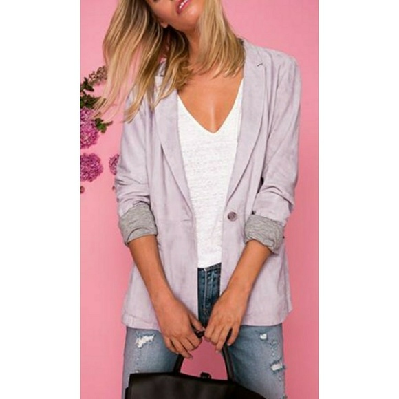 As By Df Jackets & Blazers - AS By DF It Girl Suede Boyfriend Lavender Blazer